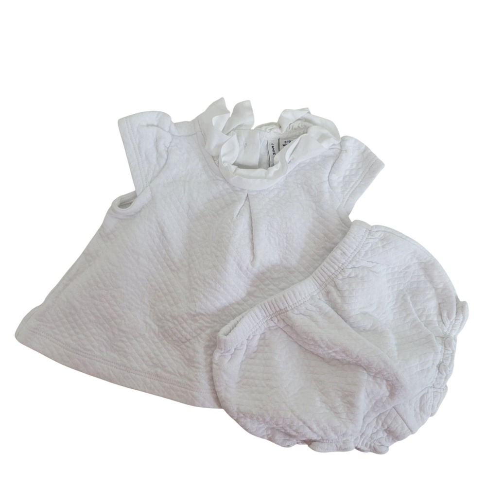 Janie and Jack White Quilted Dress With Bloomers Size 0 to 3‎ months
